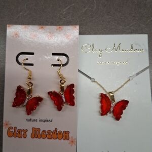 Red Butterfly Jewelry Set